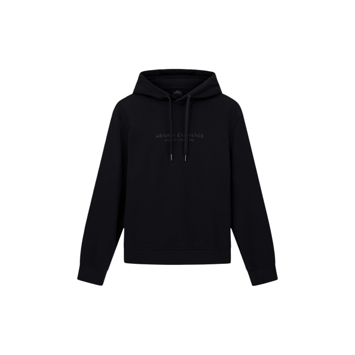 Armani Exchange sudadera negra de hombre con capucha vista frontal del producto