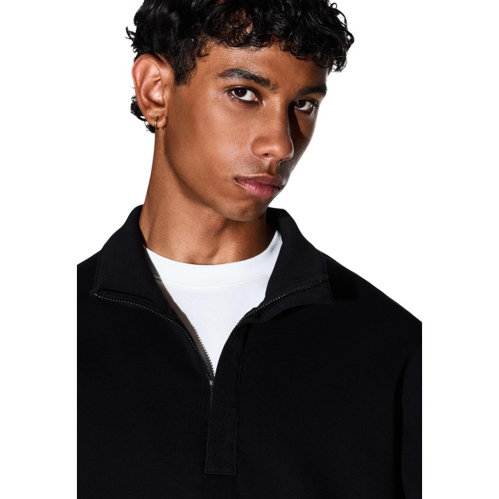 Armani Exchange sudadera negra de hombre detalle del cuello y cremallera