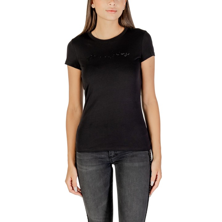 Armani Exchange camiseta de mujer negra vista frontal