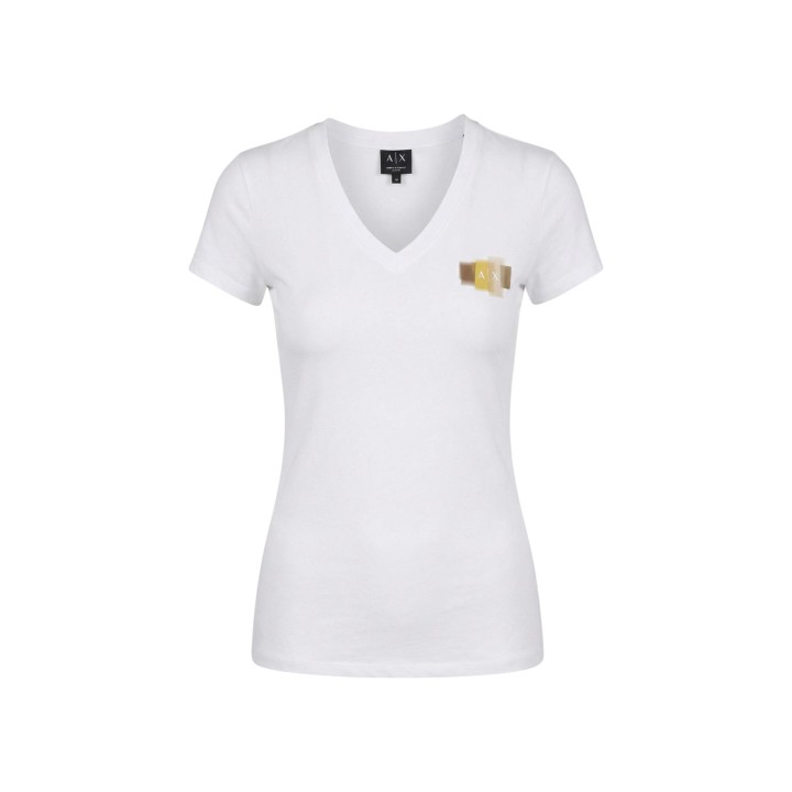 Armani Exchange camiseta de mujer blanca XW002321 AF10356 detalle frontal