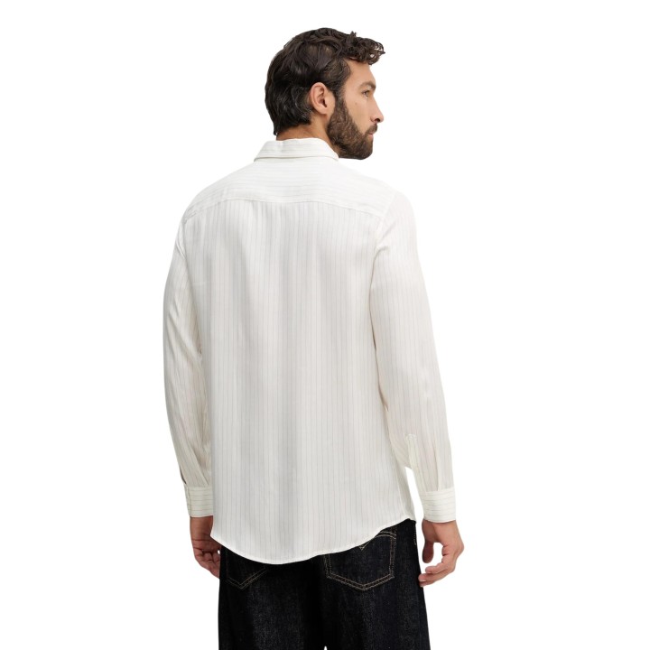 Armani Exchange camisa de hombre blanca con rayas marrones vista posterior