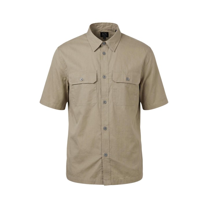 Armani Exchange camisa beige de hombre XM002264 AF24533 detalle frontal