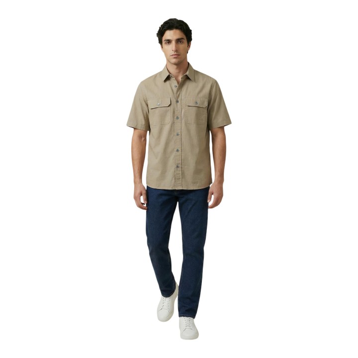 Armani Exchange camisa beige de hombre XM002264 AF24533 vista tres cuartos