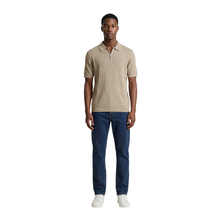 Armani Exchange jersey polo de hombre taupe de punto vista frontal