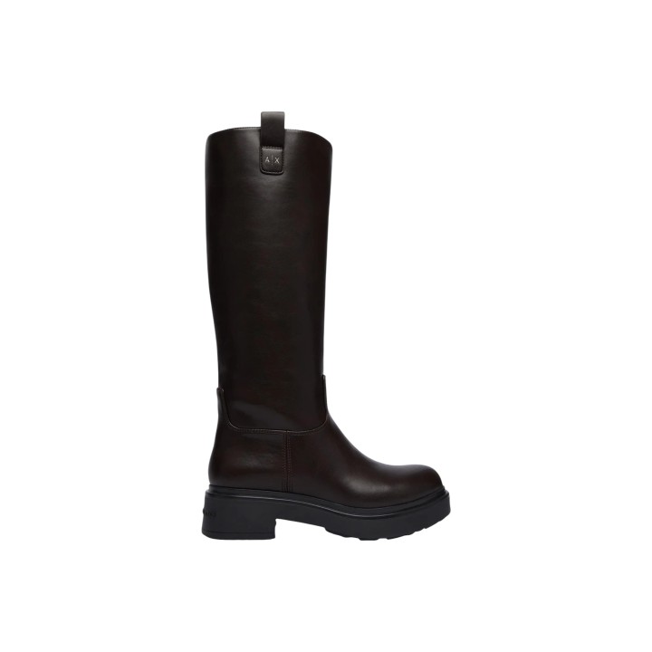 Armani Exchange botas altas de mujer marrones vista lateral