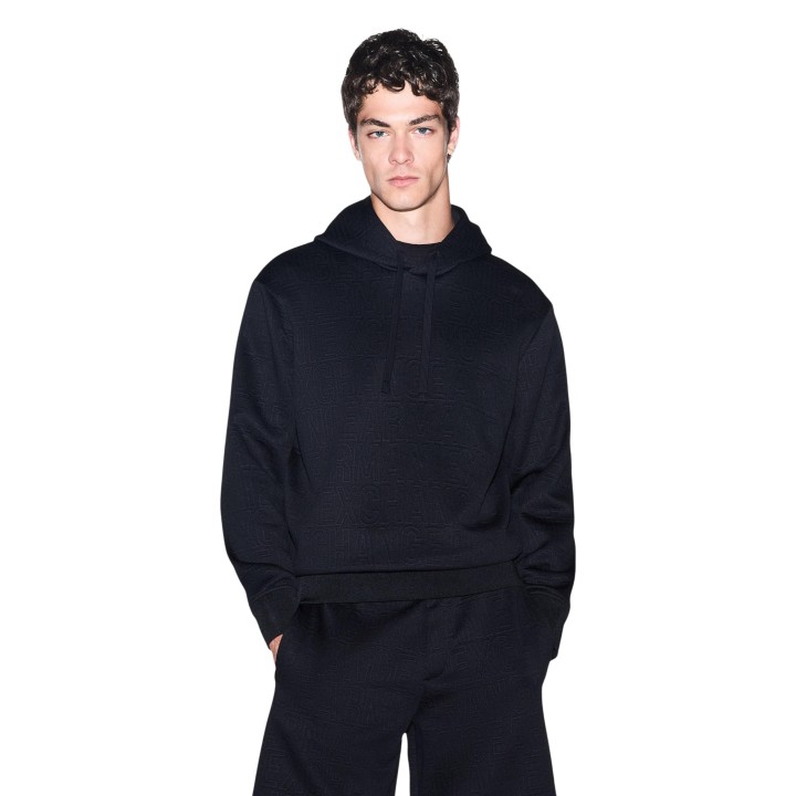 Armani Exchange sudadera de hombre negra con capucha vista frontal