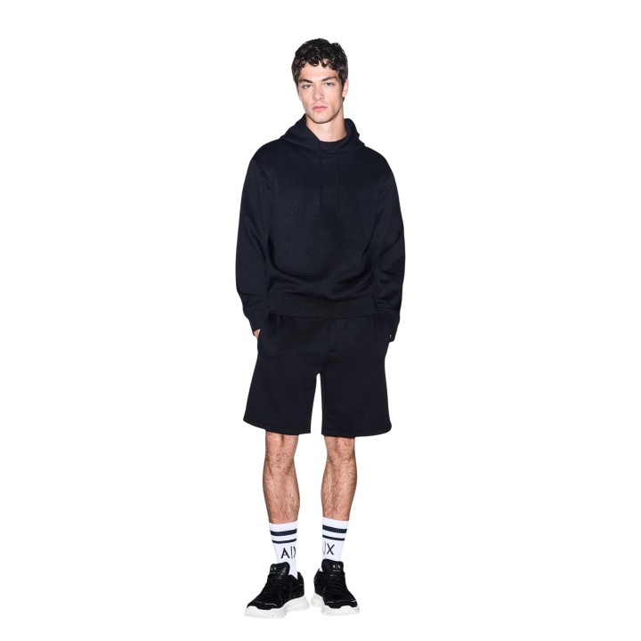 Armani Exchange sudadera de hombre negra con capucha vista frontal completa