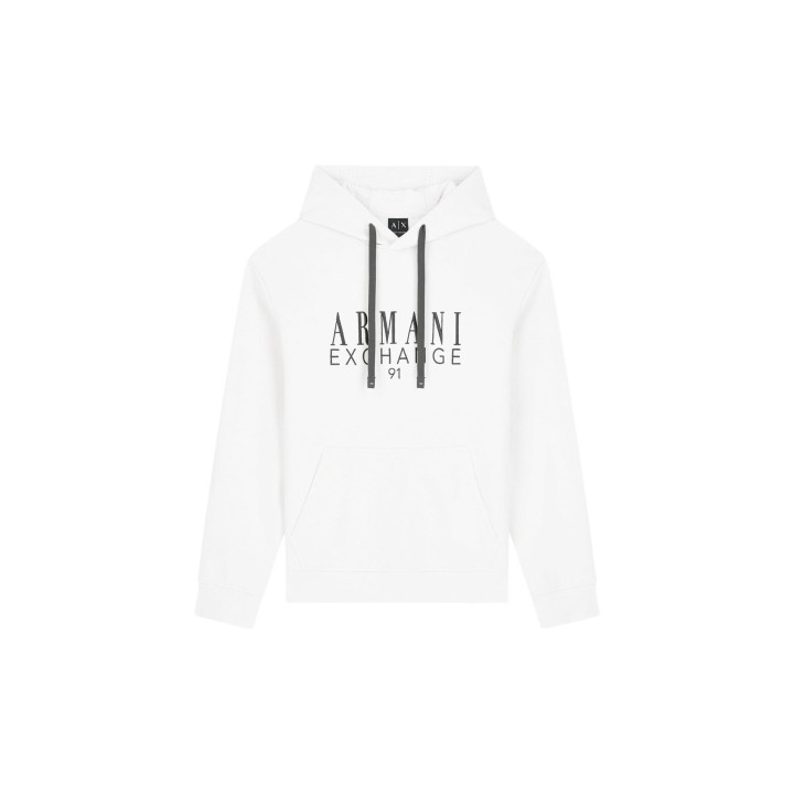 Armani Exchange sudadera de hombre color crema con capucha en detalle frontal