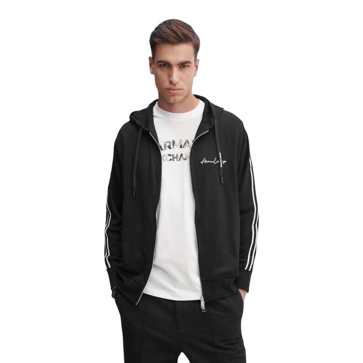 Armani Exchange sudadera de hombre negra con capucha vista frontal