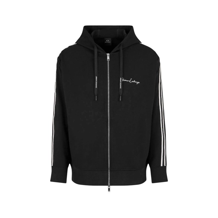 Armani Exchange sudadera negra con capucha para hombre vista frontal de la prenda