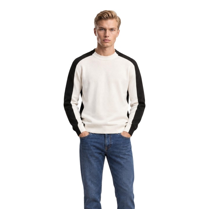 Jersey Armani Exchange de hombre XM002734 AF14007 en crema con mangas negras vista frontal