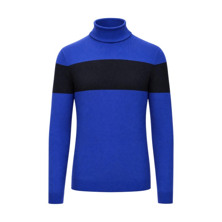 Armani Exchange jersey de cuello alto para hombre azul cielo detalle frontal