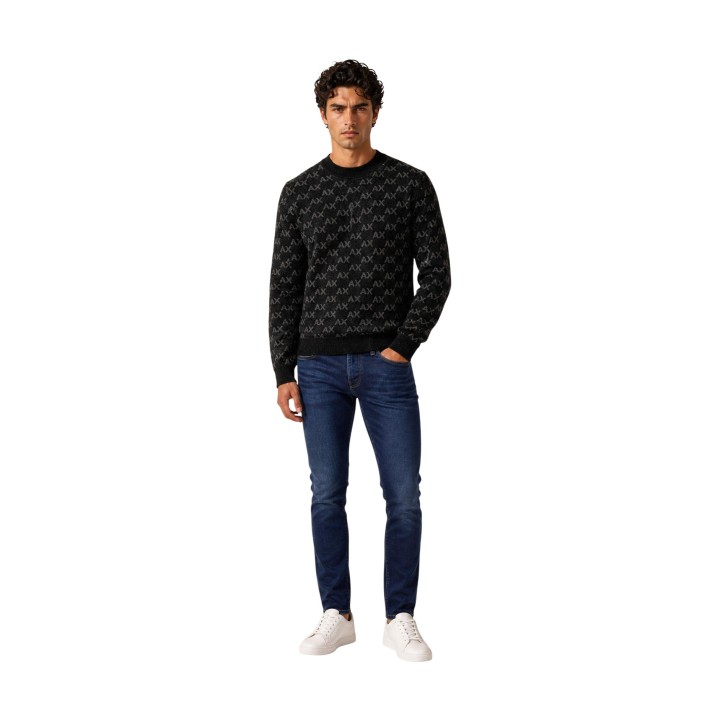 Jersey negro de hombre Armani Exchange XM002992 AF16916 vista frontal de cuerpo entero