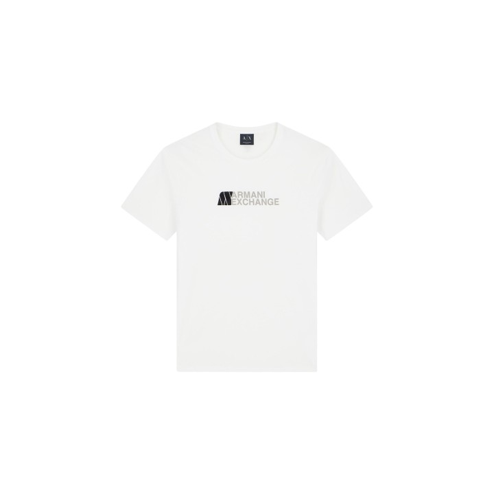 Camiseta Armani Exchange de hombre blanca vista frontal de la prenda