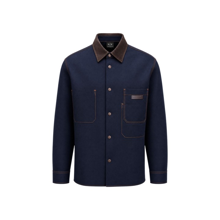 Armani Exchange camisa de hombre azul oscuro vista frontal de la prenda