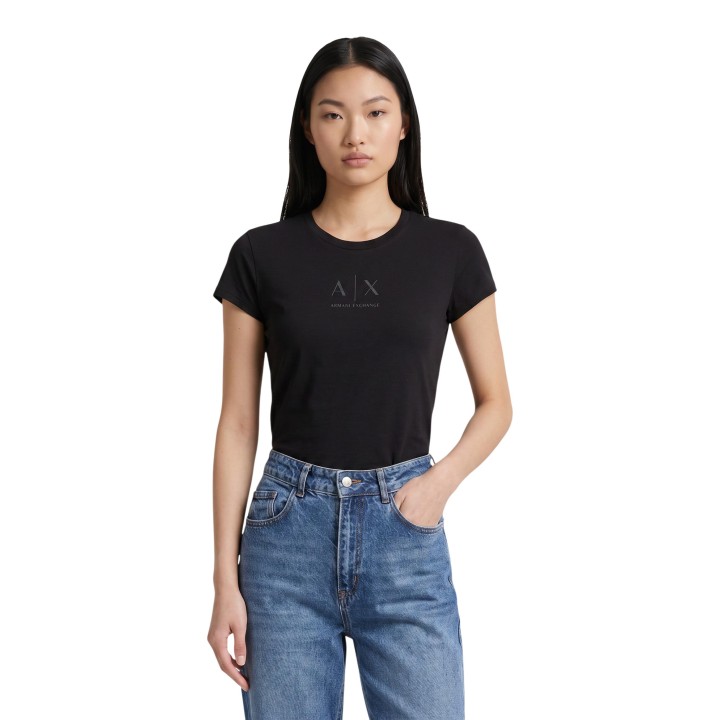 Armani Exchange camiseta negra de mujer XW001458 AF16294 vista frontal