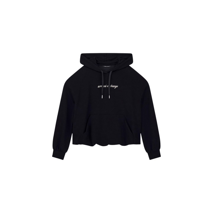 Sudadera negra con capucha Armani Exchange para mujer vista frontal