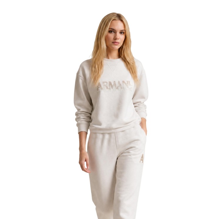 Sudadera beige Armani Exchange de mujer vista frontal