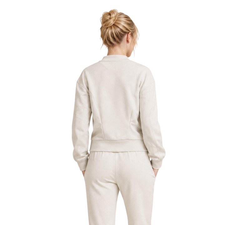 Detalle posterior de sudadera beige Armani Exchange de mujer