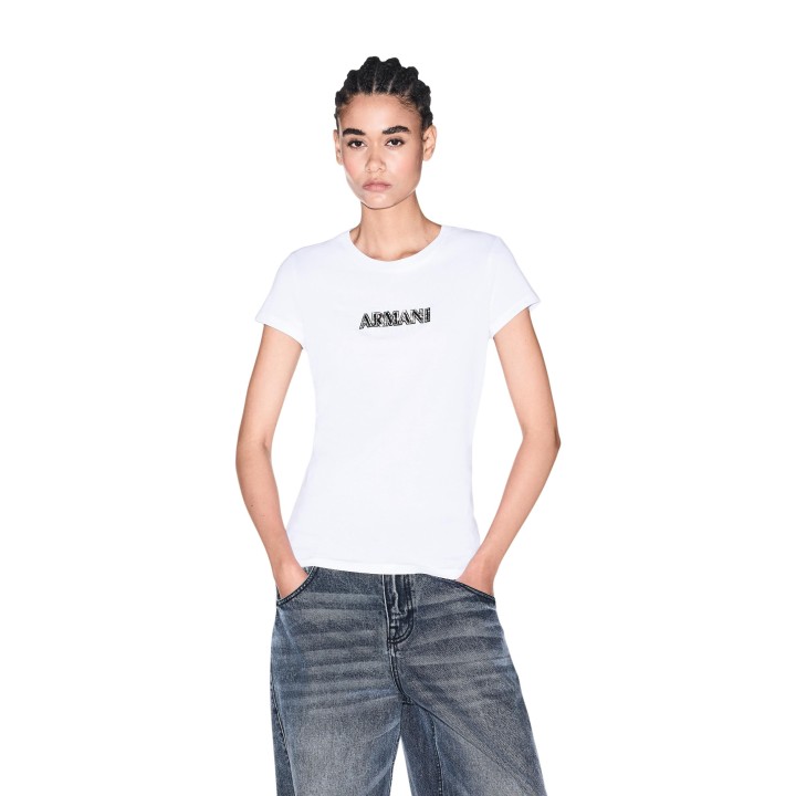 Camiseta blanca de mujer Armani Exchange vista frontal