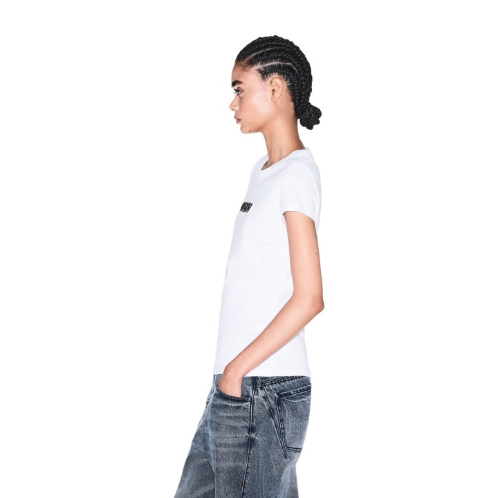 Camiseta blanca de mujer Armani Exchange vista lateral