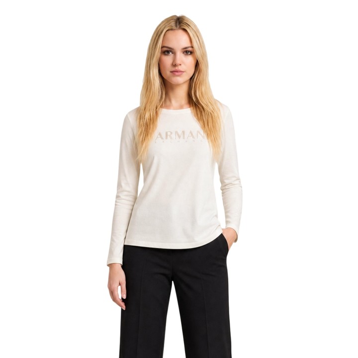 Armani Exchange camiseta de mujer beige XW002761 AF23954 vista frontal