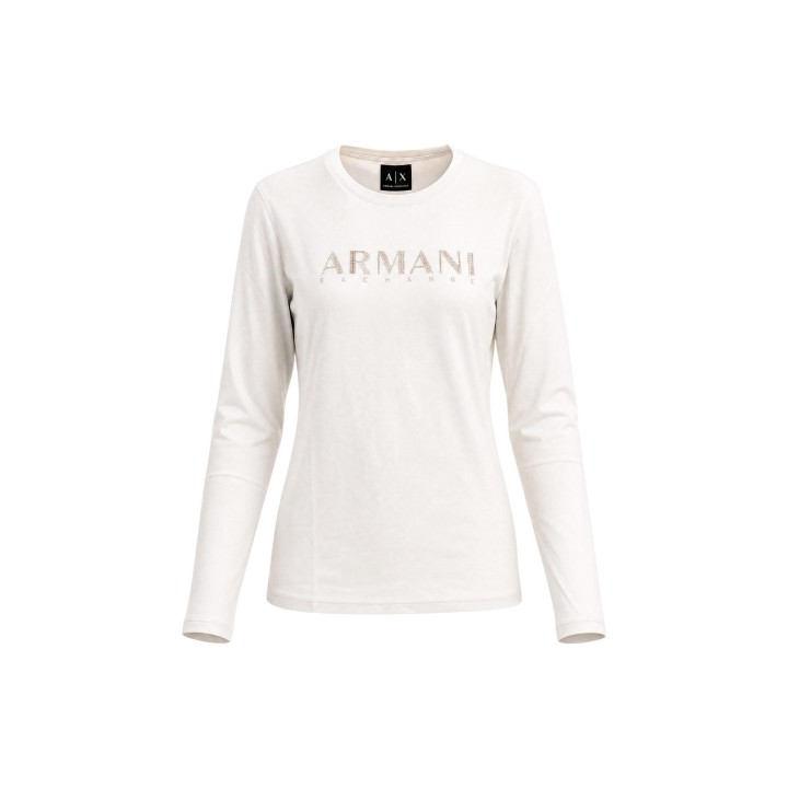 Armani Exchange camiseta de mujer beige XW002761 AF23954 detalle frontal