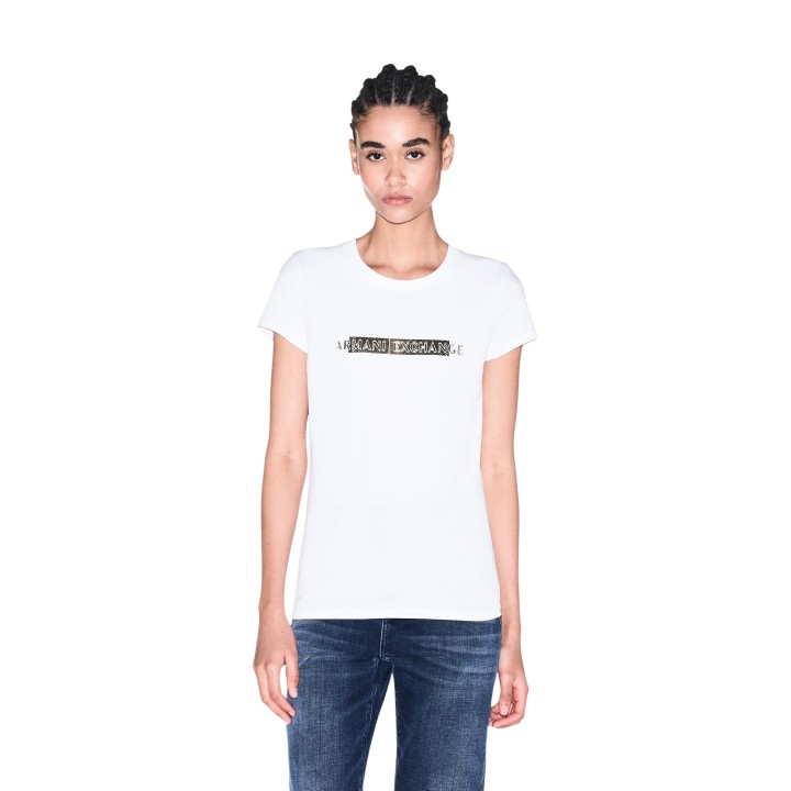 Camiseta blanca de mujer Armani Exchange XW002811 AF16294 vista frontal