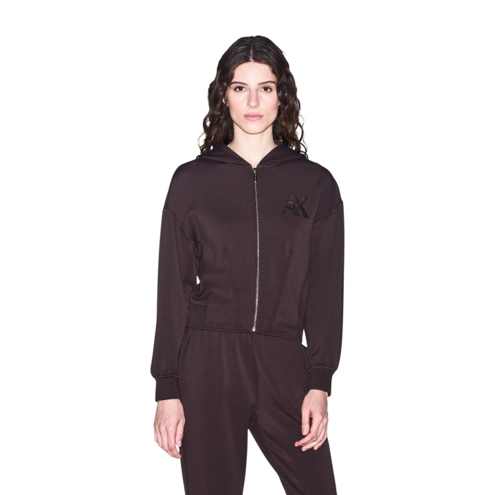 Sudadera marrón Armani Exchange para mujer vista frontal