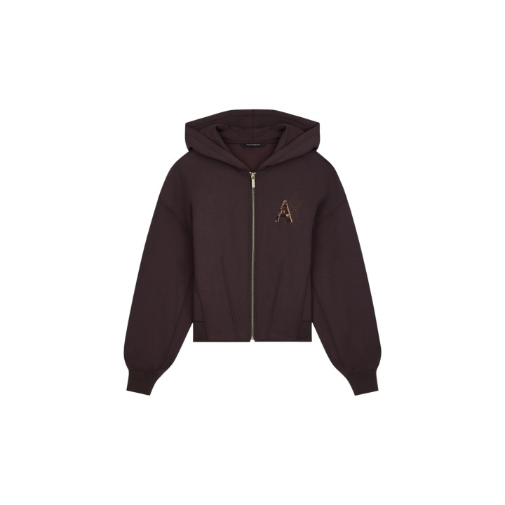 Sudadera marrón Armani Exchange para mujer vista frontal de la prenda
