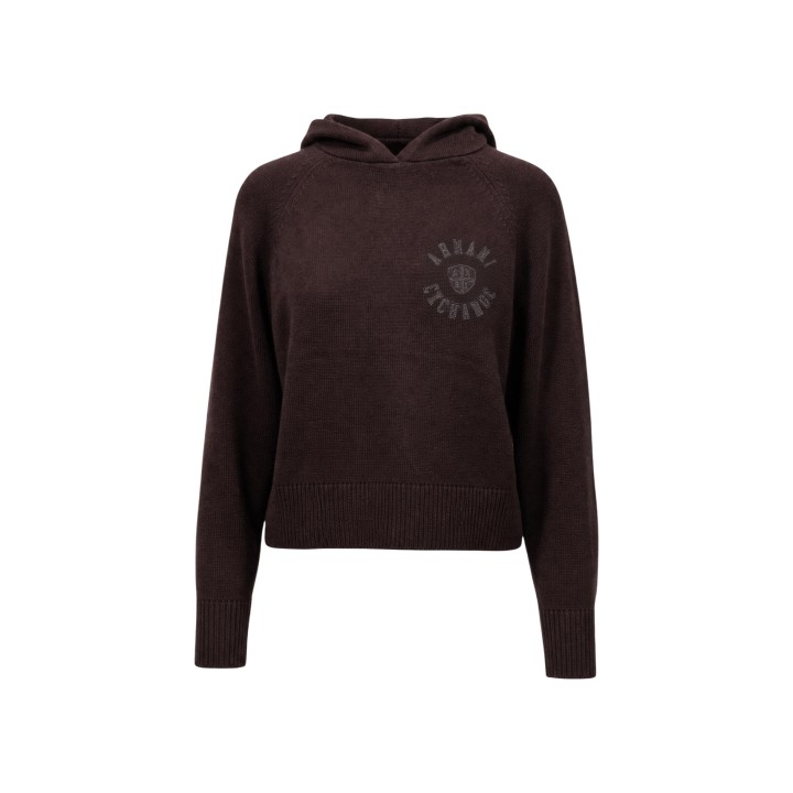 Armani Exchange jersey de mujer marrón oscuro vista frontal de la prenda