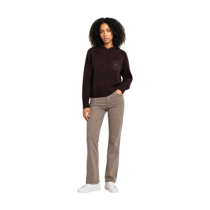 Armani Exchange jersey de mujer marrón oscuro vista frontal de cuerpo entero
