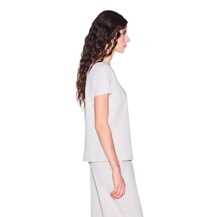 Camiseta de mujer Armani Exchange beige vista lateral