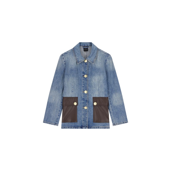 Armani Exchange blazer de mujer azul vaquero vista frontal