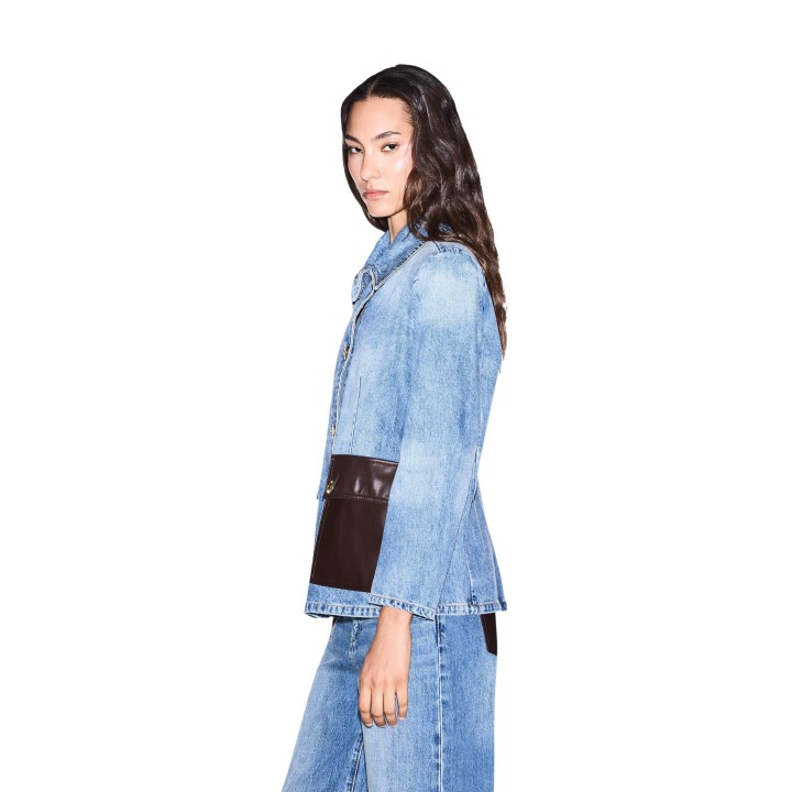 Armani Exchange blazer de mujer azul vaquero vista lateral