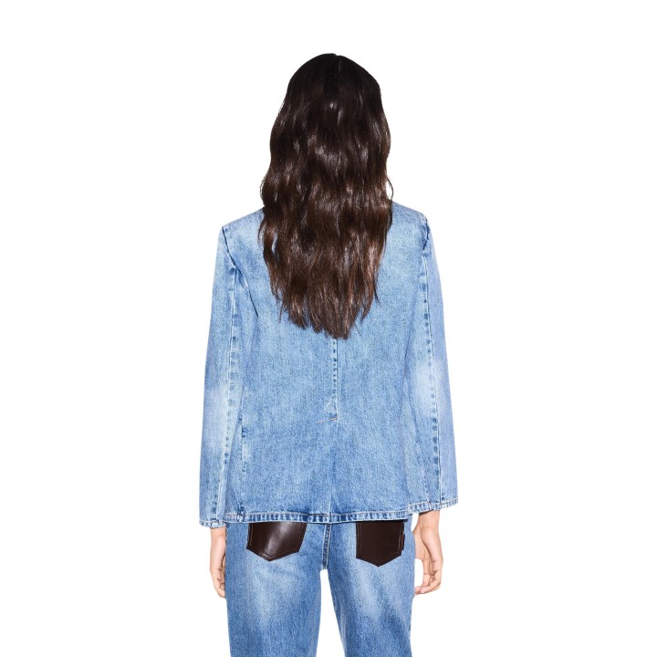 Armani Exchange blazer de mujer azul vaquero vista posterior