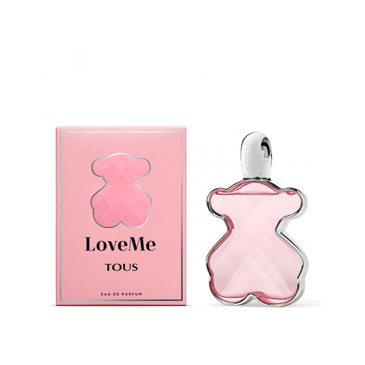 Perfume loveme de tous para mujer botella oso rosa vista frontal