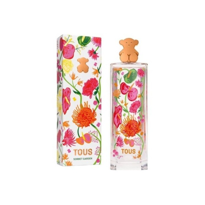 Perfume Tous Sorbet Garden para mujer frasco con estampado floral vista frontal