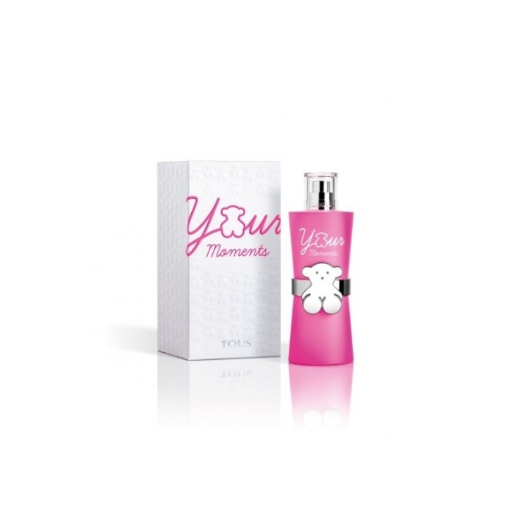 Colonia Your Moments de Tous para mujer frasco rosa con caja vista frontal