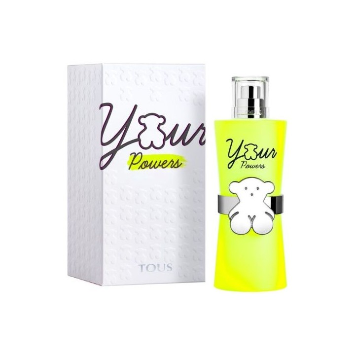 Perfume Tous Your Powers amarillo fluor con estuche vista frontal