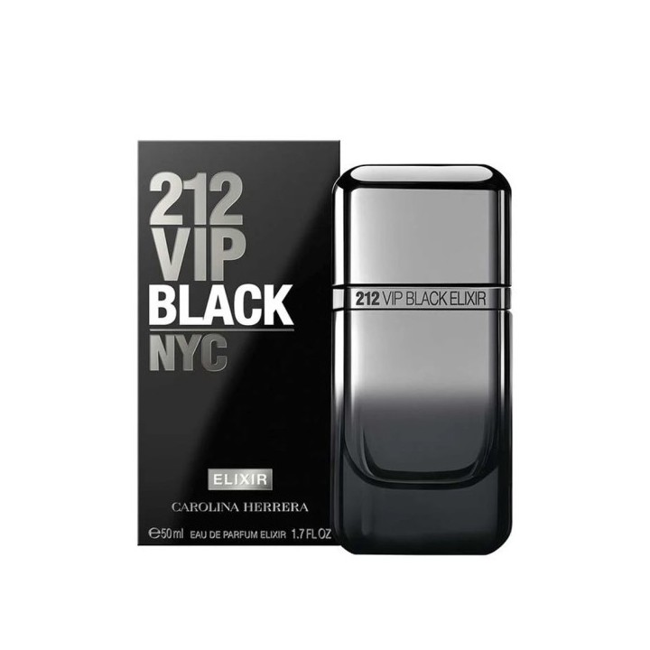Perfume 212 VIP Black Elixir de Carolina Herrera botella negra vista frontal