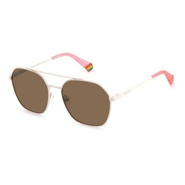 Gafas de sol unisex Polaroid de acero inoxidable beige polarizadas