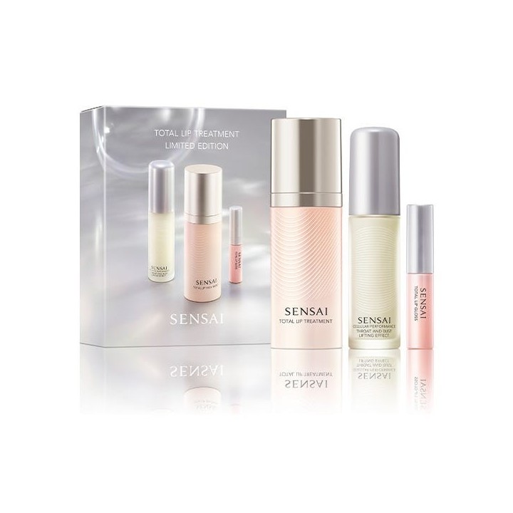 Set de tratamiento labial sensai en estuche rosa vista frontal