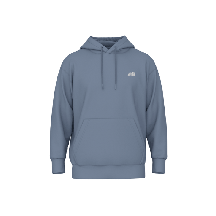 Sudadera con capucha azul para hombre New Balance vista frontal