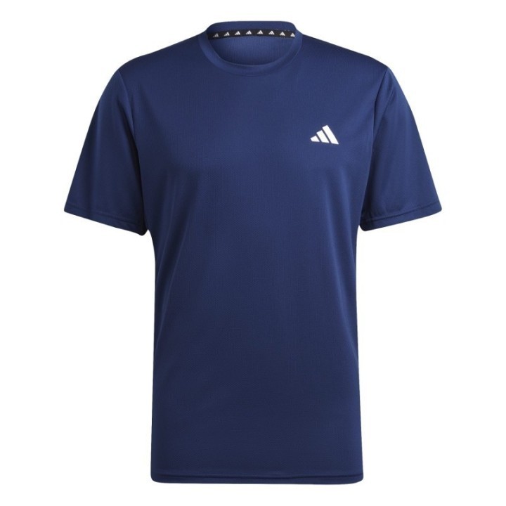 Camiseta azul oscuro para hombre Adidas con logo blanco vista frontal