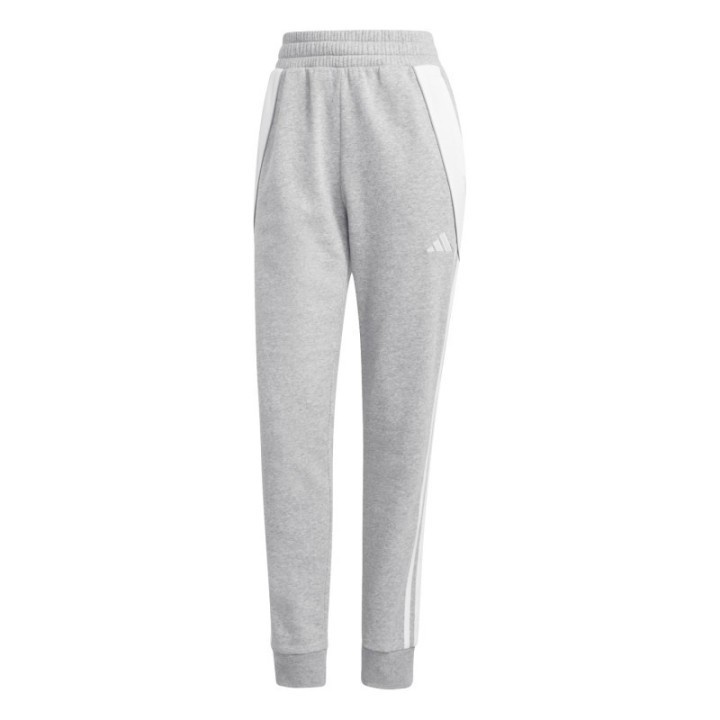 Pantalon chandal Adidas para mujer gris con paneles blancos vista frontal