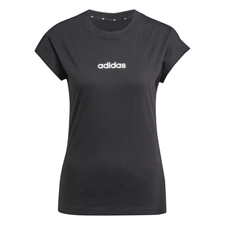 Camiseta negra para mujer adidas con logo blanco vista frontal