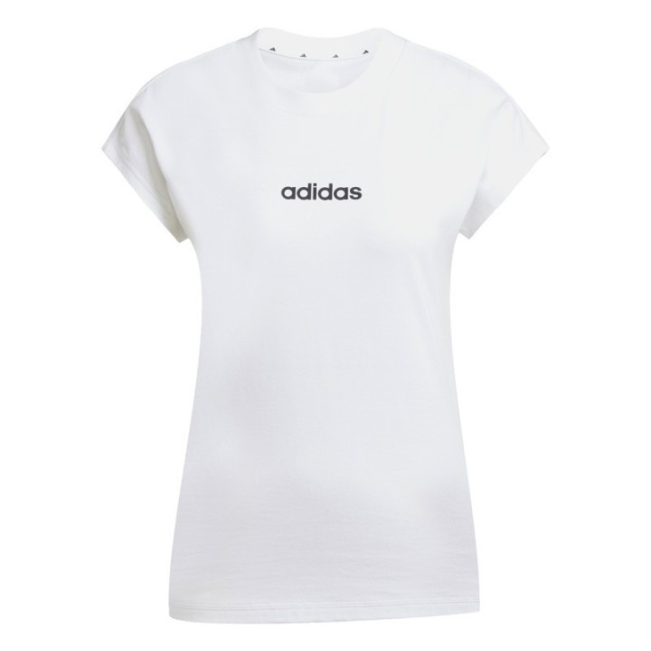 Camiseta blanca de mujer Adidas con logo negro vista frontal