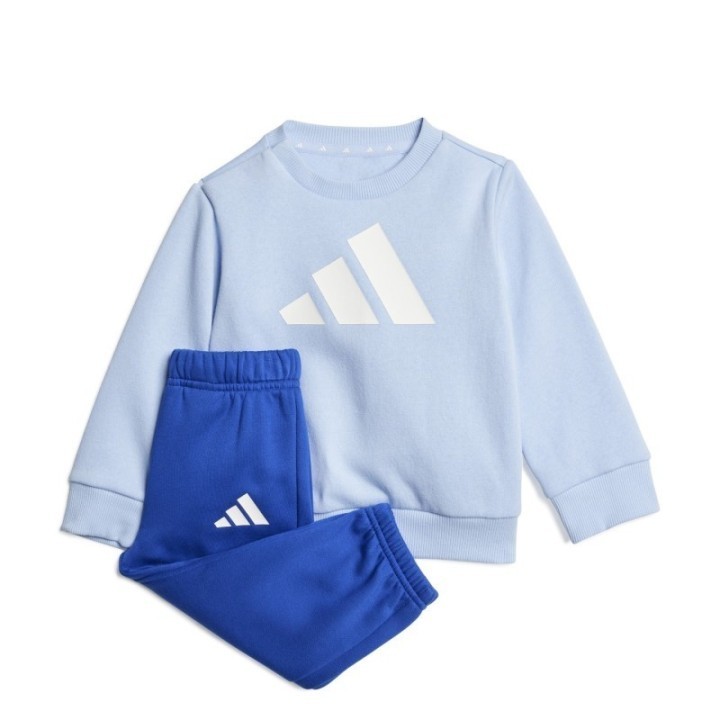 Conjunto chándal unisex Adidas azul claro y blanco vista plana