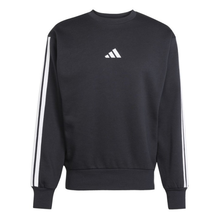 Sudadera negra Adidas para hombre con tres rayas blancas en las mangas vista frontal